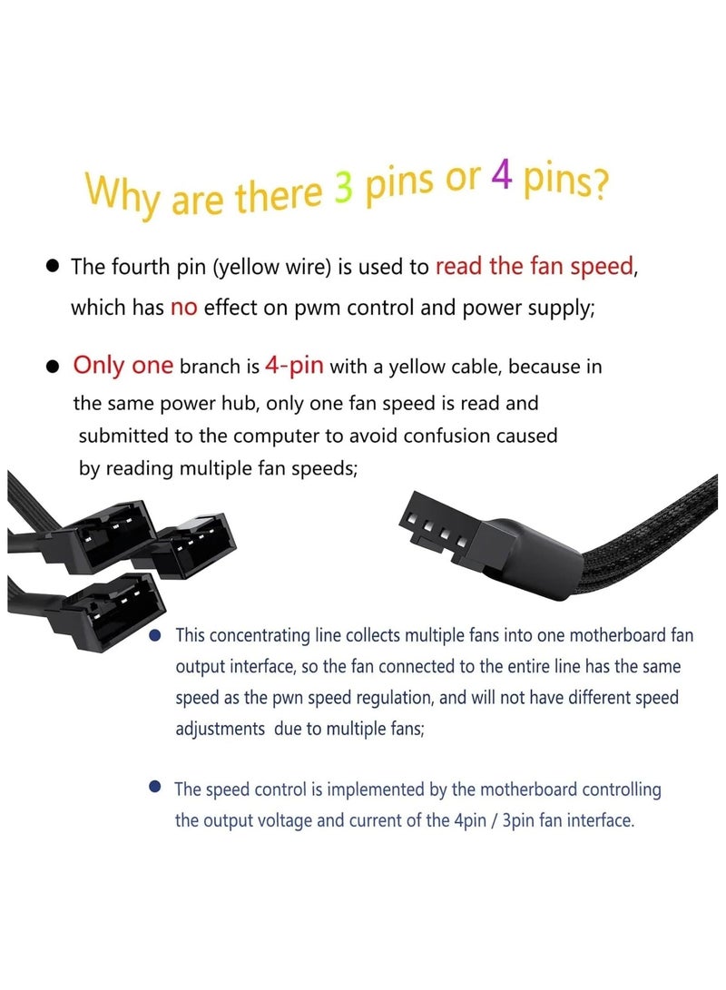 SOLDOUT 4 Pin Fan Cable 1 to 2/3/4 Ways Splitter Black Sleeved 27cm Length Connector PWM Extension Cable (1 to 2 Ways)  - Image 3