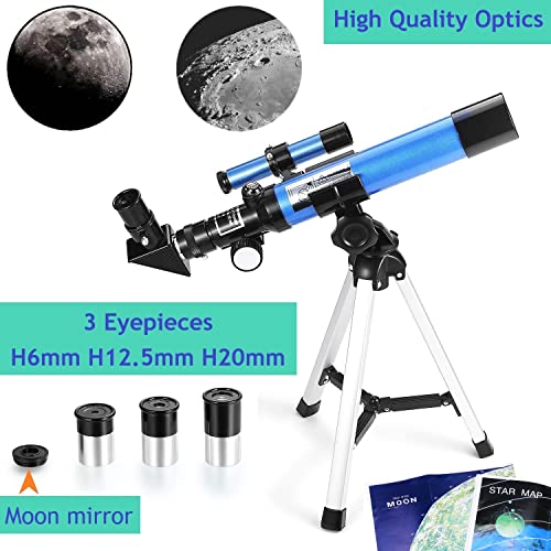 MaxUSee تلسكوب ماكسيوسي للأطفال 400x40 مم مع حامل وهدف، تلسكوب محمول للأطفال والمبتدئين، تلسكوب سفر مع 3 عدسات تكبير ومرآة قمرية - Image 2