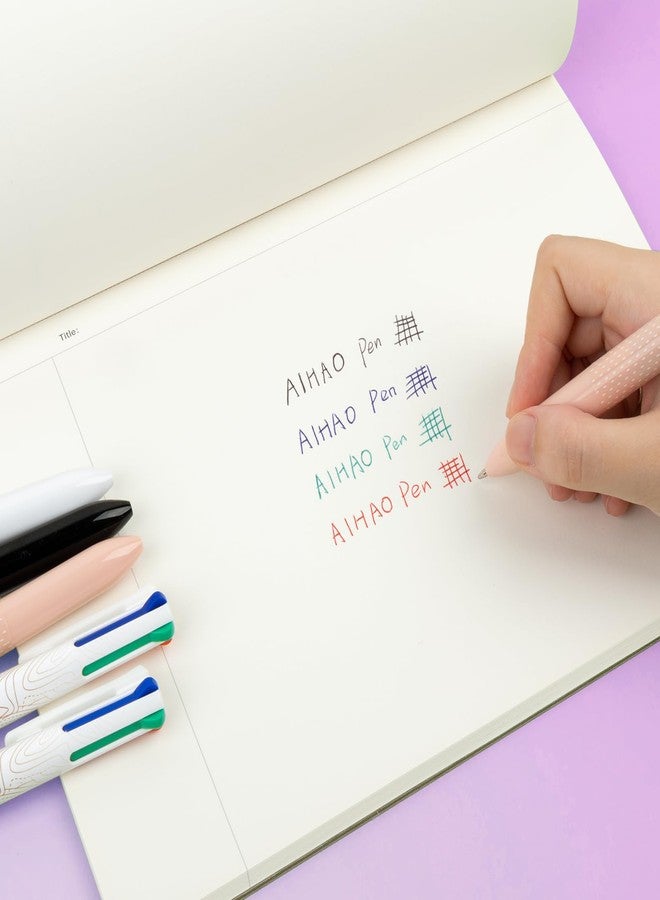 أيهاو أقلام حبر جاف من AIHAO بأربعة ألوان، رأس متوسط 1.0 مم، قلم حبر متعدد الألوان قابل للسحب 4 في 1، 6 ألوان متنوعة، كتابة سلسة ومريحة لتدوين اليوميات والتنظيم. - Image 3