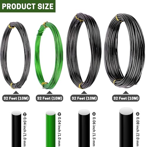 ZELARMAN Bonsai Training Wire Set of 4, Total 128 Feet (32 Feet Each Size) 3 Size - 1.0MM, 1.5MM, 2.0MM, Corrosion and Rust Resistant - Image 2