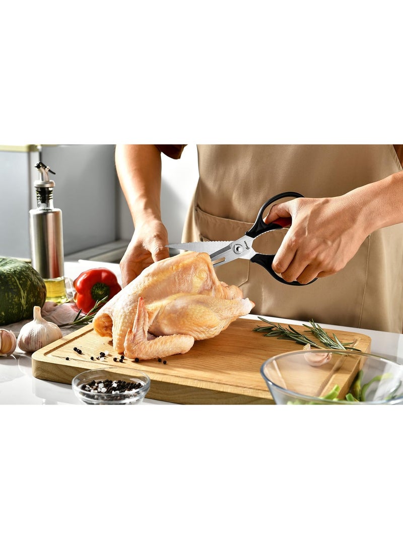 Gerior Kitchen Scissors - Heavy Duty Utility Come Apart Kitchen Shears for Chicken, Meat, Food, Vegetables - 9.25 Inch Long Black & Red - Image 2