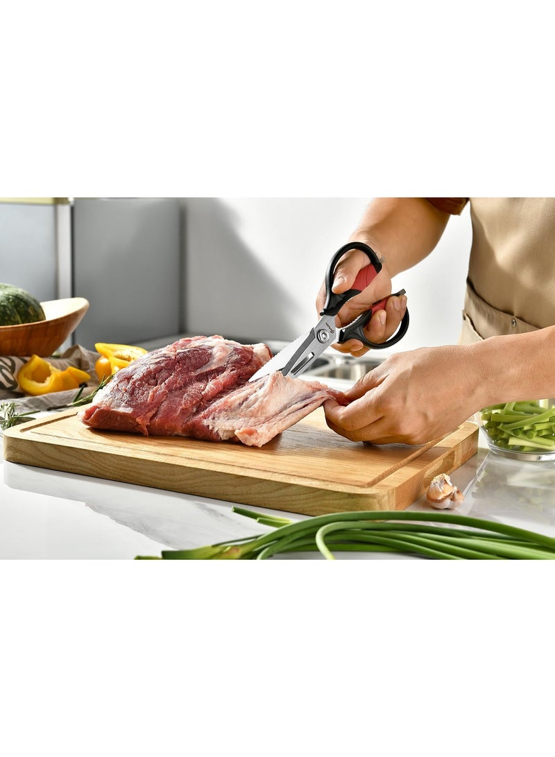 Gerior Kitchen Scissors - Heavy Duty Utility Come Apart Kitchen Shears for Chicken, Meat, Food, Vegetables - 9.25 Inch Long Black & Red - Image 3