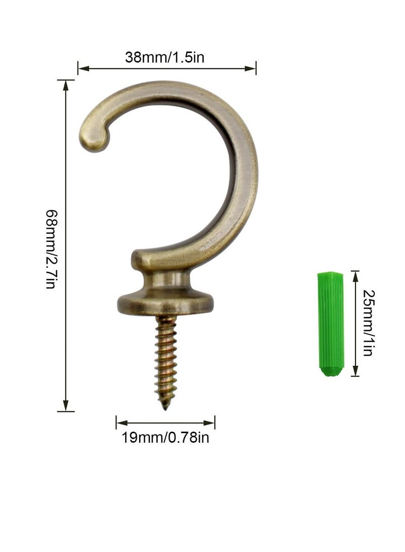 Loquat Tie Back Hooks for Curtains, Brass Curtain Tieback Hooks, Curtain Hooks for Tie Backs, with Expansion Tube, for Window Shower Curtain, Cabinets - Image 2