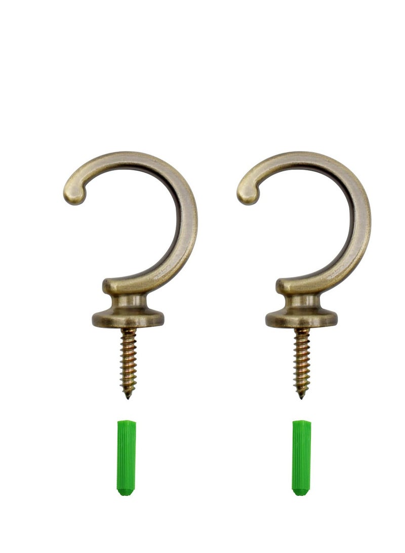 Loquat Tie Back Hooks for Curtains, Brass Curtain Tieback Hooks, Curtain Hooks for Tie Backs, with Expansion Tube, for Window Shower Curtain, Cabinets - Image 1