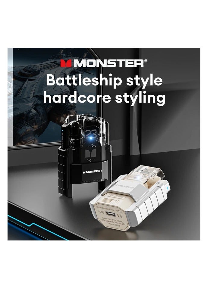 Monster XKT23 wireless bluetooth headphones Mecha style Design Metal Material Gamer Headset Waterproof Noise Reduction With Microphone Black - Image 2