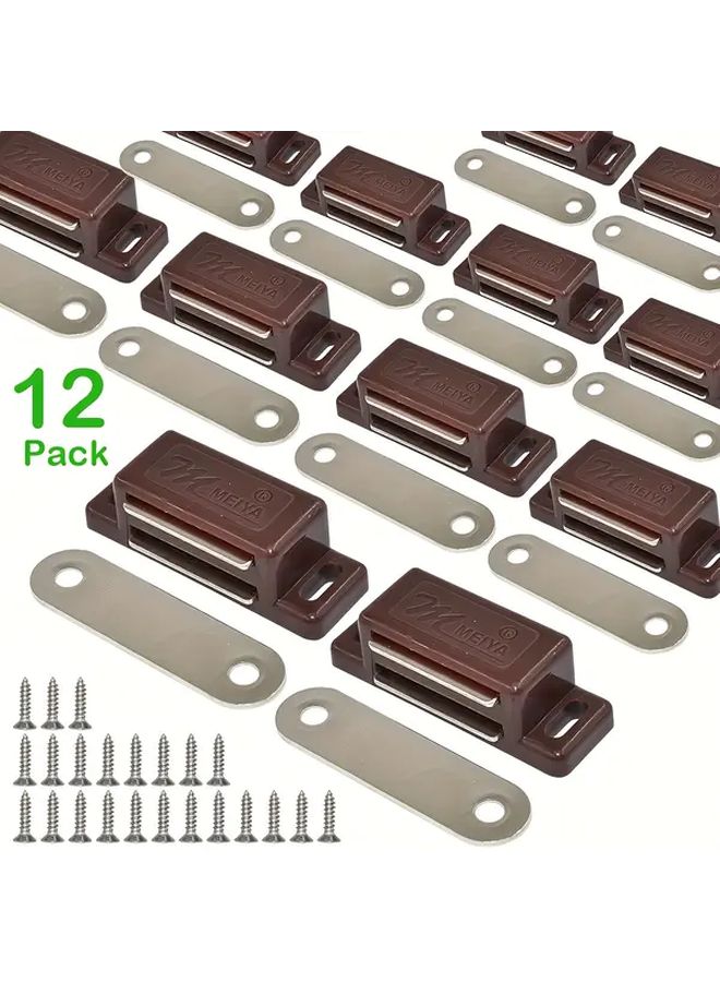 12 Pack Heavy Duty Metal Cabinet Magnets With Mounting Screws Brown Magnetic Door Catch - Image 1
