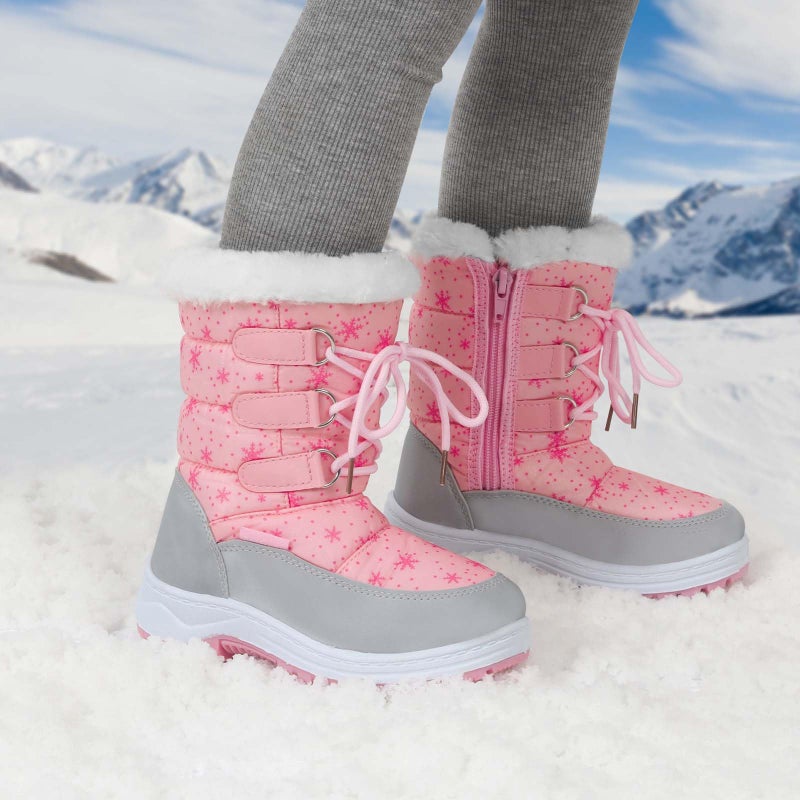 Apakowa Kids Girls Insulated Fur Winter Warm Snow Boots (Toddler/Little Kid) (Color : Pink, Size : 9 M US Toddler) - Image 3