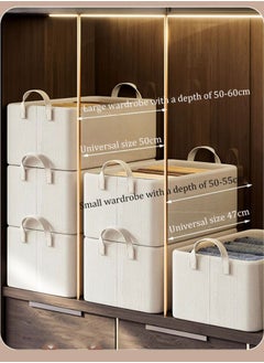 Magic Park 3 Pieces Foldable Closet Storage Organizer Closet Storage Bin with Carrying Handles Washable Closet Storage Box for Clothes Wardrobe Home Bedroom  - Image 3