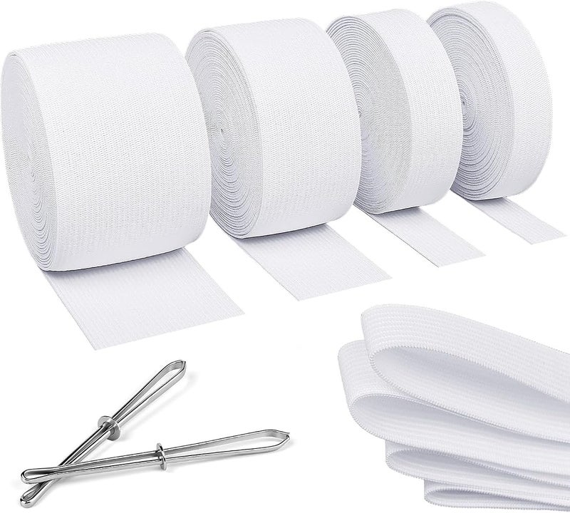 4 Roll Highly Elastic Sewing Band, Elastic Knit Spool Band with Sewing Clip for Waistband