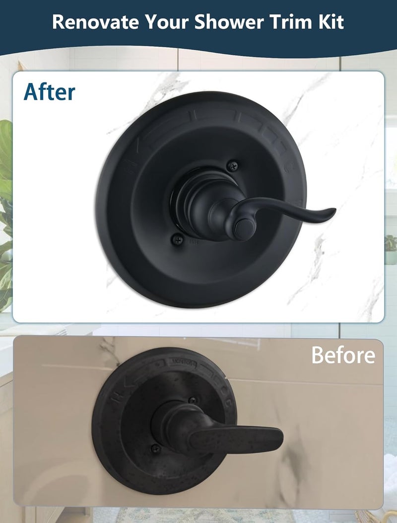 DLymtrx Shower Handle Replacement, Compatible for Delta 13/14 Series Tub Faucet BT14096, Matte Black Single Metal Lever Handle - Image 4