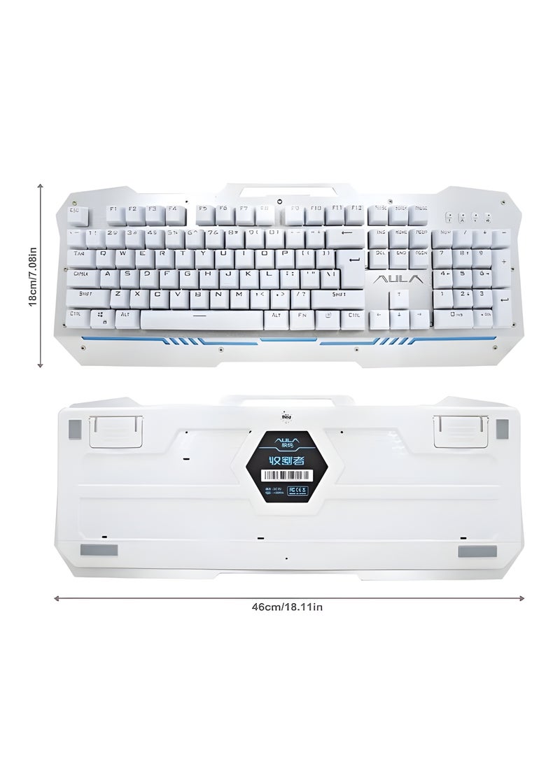Generic - Professional Mechanical Gaming Keyboard AULA, Scratch-Resistant Metal Design, RGB Backlit Keys, Lasting up to 60 million keystrokes- USB Connection-white - Image 1