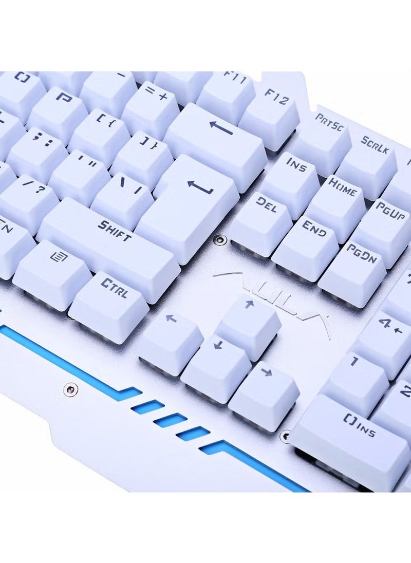 Generic - Professional Mechanical Gaming Keyboard AULA, Scratch-Resistant Metal Design, RGB Backlit Keys, Lasting up to 60 million keystrokes- USB Connection-white - Image 1