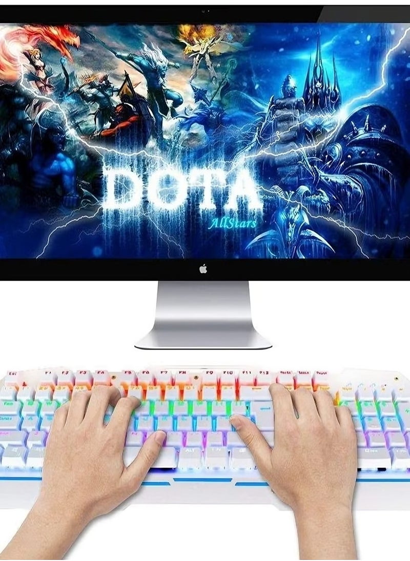 Generic - Professional Mechanical Gaming Keyboard AULA, Scratch-Resistant Metal Design, RGB Backlit Keys, Lasting up to 60 million keystrokes- USB Connection-white - Image 1