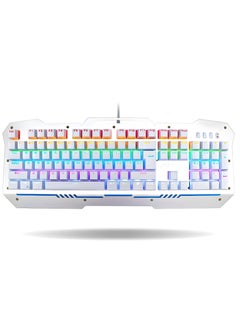 Professional Mechanical Gaming Keyboard AULA, Scratch-Resistant Metal Design, RGB Backlit Keys, Lasting up to 60 million keystrokes- USB Connection-white