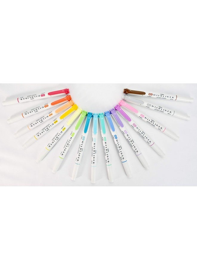 Zebra Pen - Mildliner Double Ended Highlighter Set, Chisel And Bullet Tips, Assorted Ink Colors, 15-Pack - Image 1