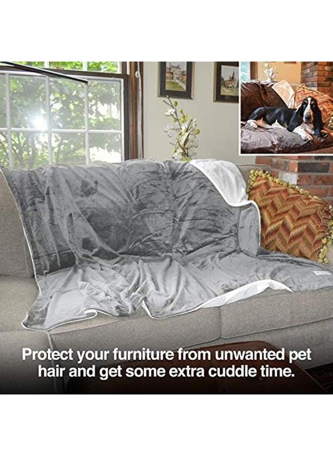 petfusion Premium Dog Blanket Cat Blanket Ultra Soft Pet Blanket Available In Plush Or Quilted 2 Colors Grey Brown Perfect Blanket For Small Dogs And Large Dogs. 12 Month Warranty  - Image 2