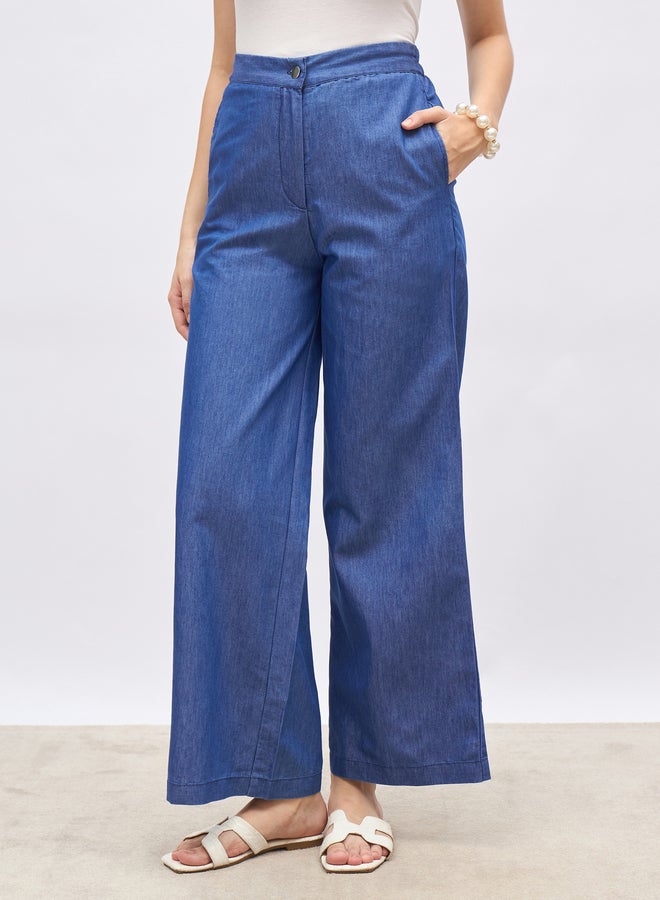 Styli Cotton Chambray Pants with Slip Pocket - Image 2