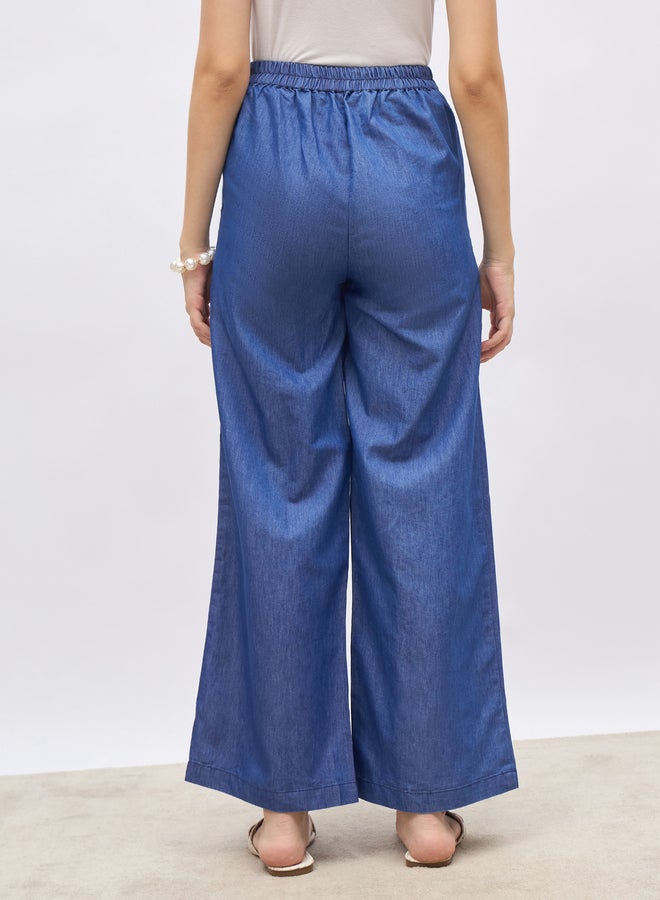 Styli Cotton Chambray Pants with Slip Pocket - Image 5