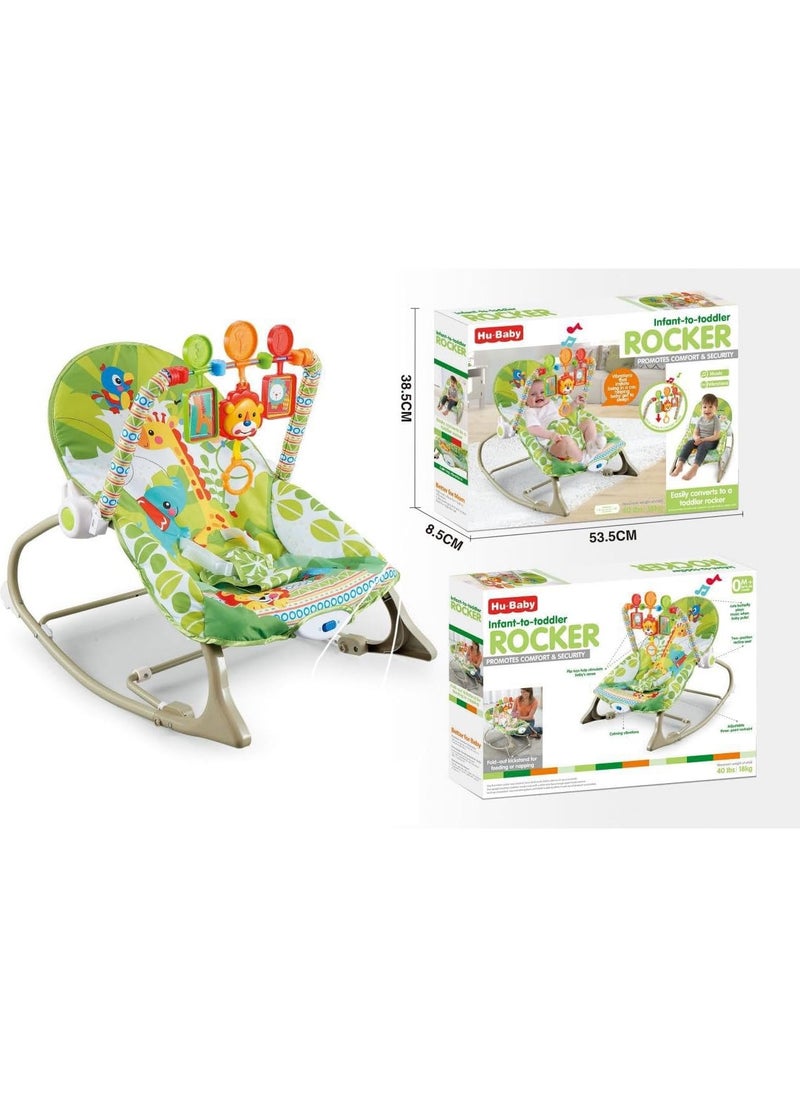 Multifunctional Baby Rocking Chair from Infant to Early with Soothing Vibrations, Fun Toys and Music Sounds