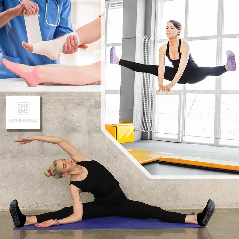 unenow Non Slip Grip Yoga Socks for Women with Cushion for Pilates, Barre, Home - Image 2