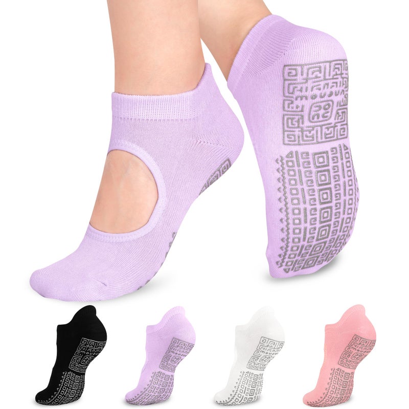 unenow Non Slip Grip Yoga Socks for Women with Cushion for Pilates, Barre, Home - Image 1