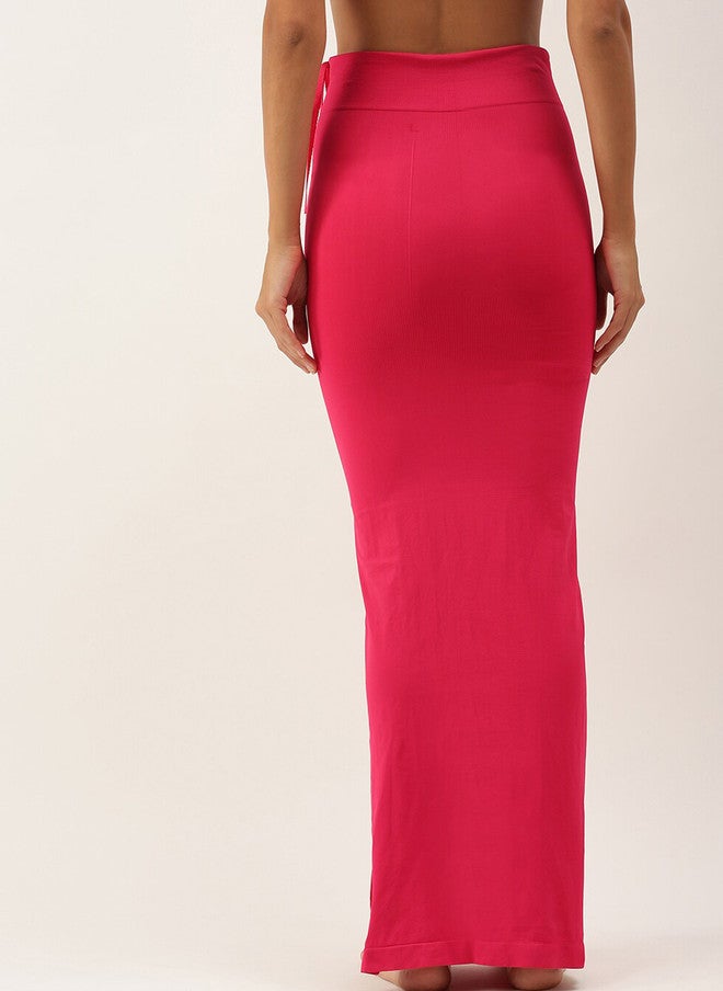 Red Rose RedRose Pink Saree Shapewear with Side Slit and Elasticated Waistband - Image 3