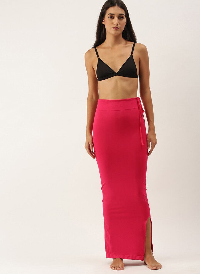 Red Rose RedRose Pink Saree Shapewear with Side Slit and Elasticated Waistband - Image 4