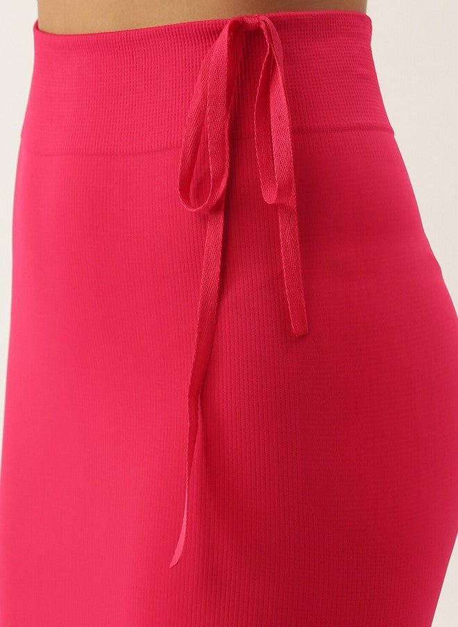 Red Rose RedRose Pink Saree Shapewear with Side Slit and Elasticated Waistband - Image 5