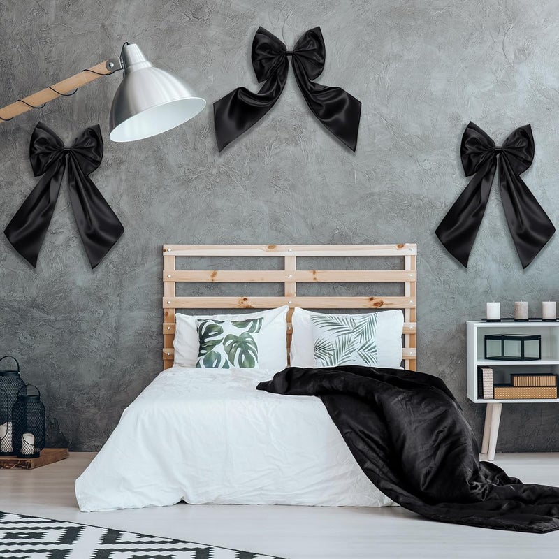 Suncalla 3 Pcs 2 FT Large Bow Decorations Big Satin Bows Hanging Wall Decors for Room Fireplace Coquette Birthday Backdrop Bridal Shower Wedding Bachelorette Christmas Party Supplies(Black) - Image 5