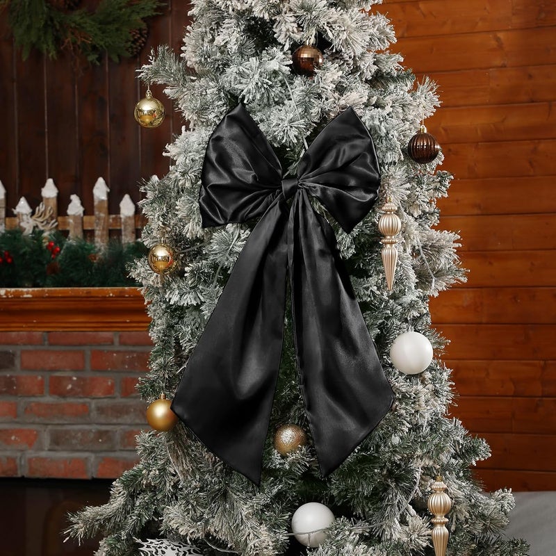 Suncalla 3 Pcs 2 FT Large Bow Decorations Big Satin Bows Hanging Wall Decors for Room Fireplace Coquette Birthday Backdrop Bridal Shower Wedding Bachelorette Christmas Party Supplies(Black) - Image 3