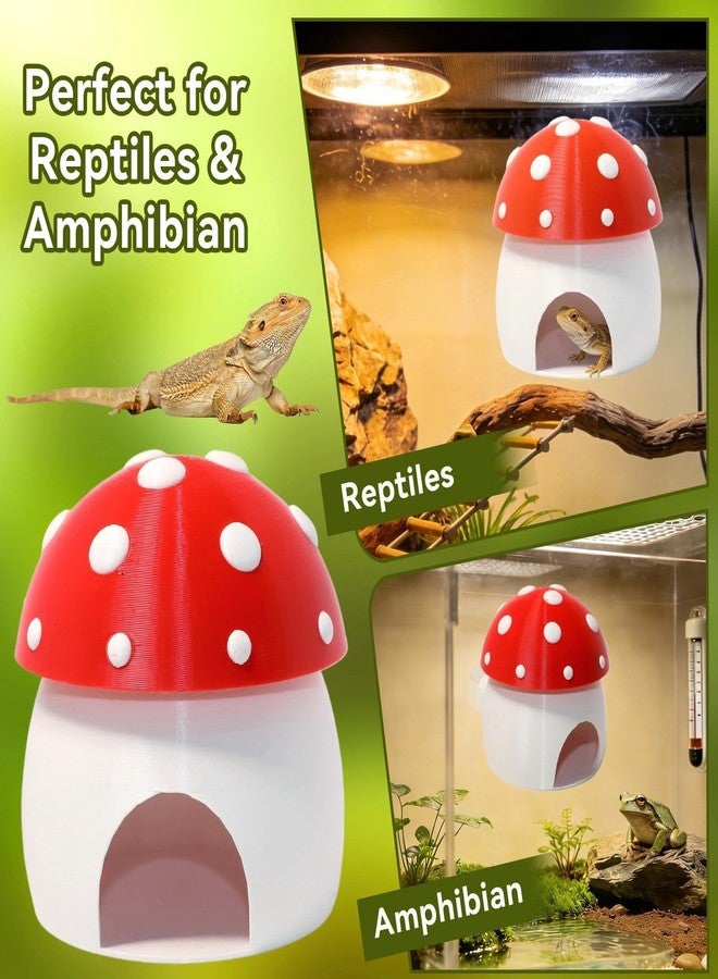 Hollima 3D Red Mushroom House Reptile Hides and Caves, Reptile Hideout Shelter for Geckos Bearded Dragons Chameleons Frogs with Dual Suction Cups for Wall or Ground - Image 4