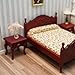 Cutemini Miniature Furniture Dollhouse Wooden Fabric Bed with Mattress Pillow 1 12 Scale Furniture Dollhouse Decoration Accessories Red - Image 4