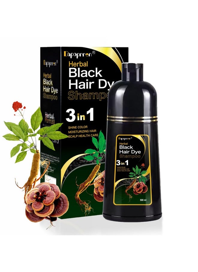 Dapoprren - Dapoprren Instant Black Hair Shampoo, 3 in 1 Hair Dye Shampoo for Gray Hair, Natural Black Shampoo-Hair Nourishing & Darkening for Men Women - 17Fl Oz - Image 1