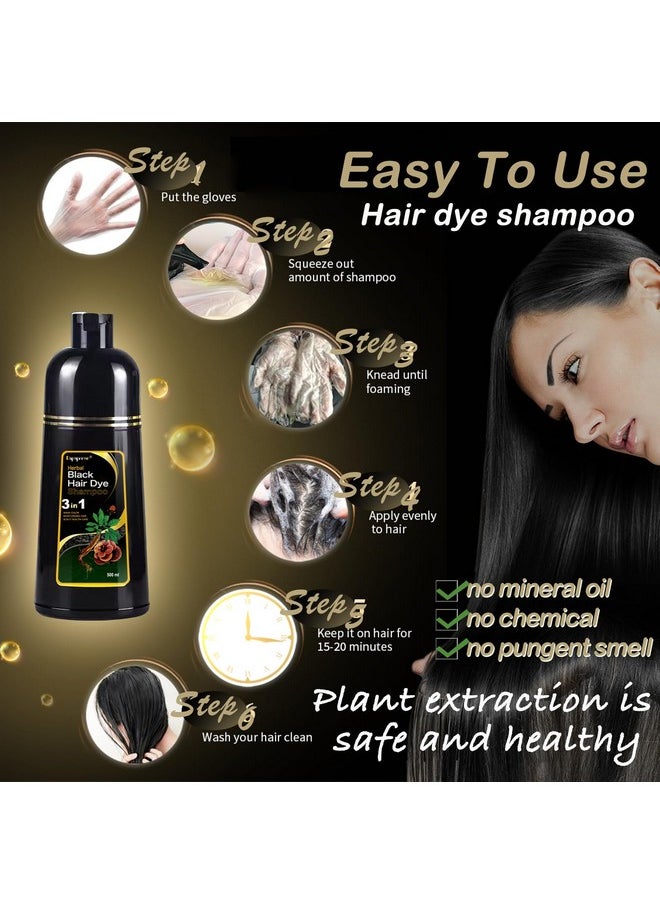 Dapoprren - Dapoprren Instant Black Hair Shampoo, 3 in 1 Hair Dye Shampoo for Gray Hair, Natural Black Shampoo-Hair Nourishing & Darkening for Men Women - 17Fl Oz - Image 1