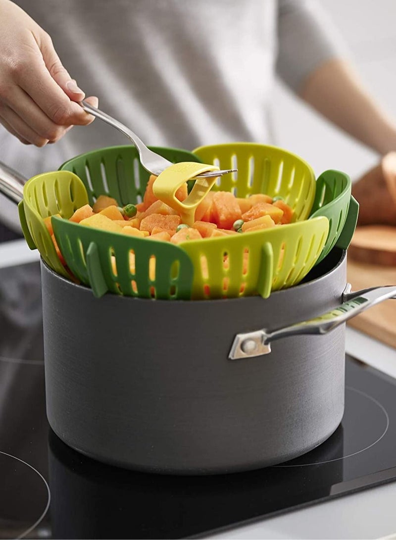 Steamer Basket Folding Non-Scratch BPA-Free Plastic and Silicone