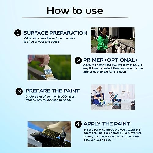 Dulux PU Enamel Dark Brown 500 ml High Gloss Finish Paint for Interior Exterior Metal & Wood Surfaces with Fast Drying Anti-Rust & Complete Coverage - Image 5
