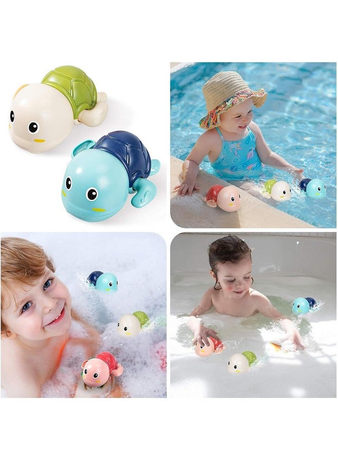 PLUSPOINT Bath Toys, 2 Pack Cute Swimming Turtle Bath Toys for Toddlers 1-3, Floating Wind Up Toys for 1 Year Old Boy Girl, New Born Baby Bathtub Water Toys, Preschool Toddler Pool Toys (2 Turtle) - Image 3