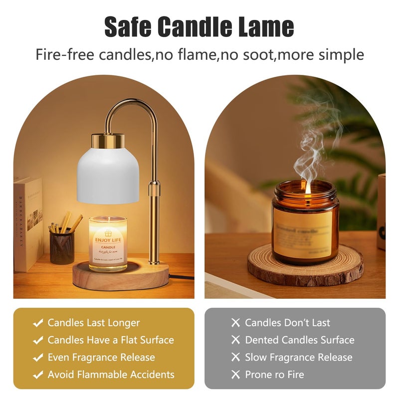 seenlast Candle Warmer Lamp with Dimmer Adjustable Height, 2/4/8H Timer,Vintage Home Decor for Scented Jar - Image 5