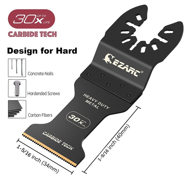 EZARC Carbide Oscillating Saw Blades, Multitool Blades Quick Release for Hard Material, Hardened Metal, Nails, Bolts and Screws, 3-Pack - Image 2