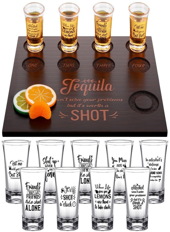 Suclain Shot Glasses Set with 16 Pcs 1oz/30 ml Clear Plastic Glasses Whiskey Tequila Glass Cups Shot Glass Tray Holder Organizer for Liqueurs Party Club Home Bar Drinking - Image 1