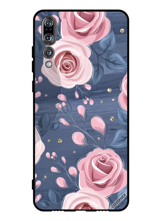 Covernex Protective Case Cover For Huawei P20 Pro Roses & Dark Grey Leaves Pattern - Image 1