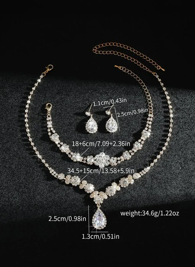 Take Two Silver Crystal Necklace with Earrings and Bracelet Set