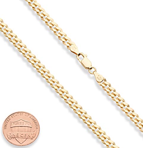 MiaBella قلادة سلسلة كوبية من الفضة الإسترليني 925 مطلية بالذهب عيار 18 من ميابيلا، 5 مم، مصنوعة في إيطاليا (18 بوصة) - Image 2