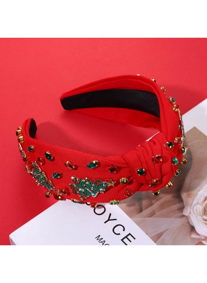 NVENF Women'S Jeweled Plaid Headband With Crystals, Pearls, And Wide Top Knot - Embellished Christmas & Holiday Hair Accessory Gift (Christmas Tree 7) - Image 4