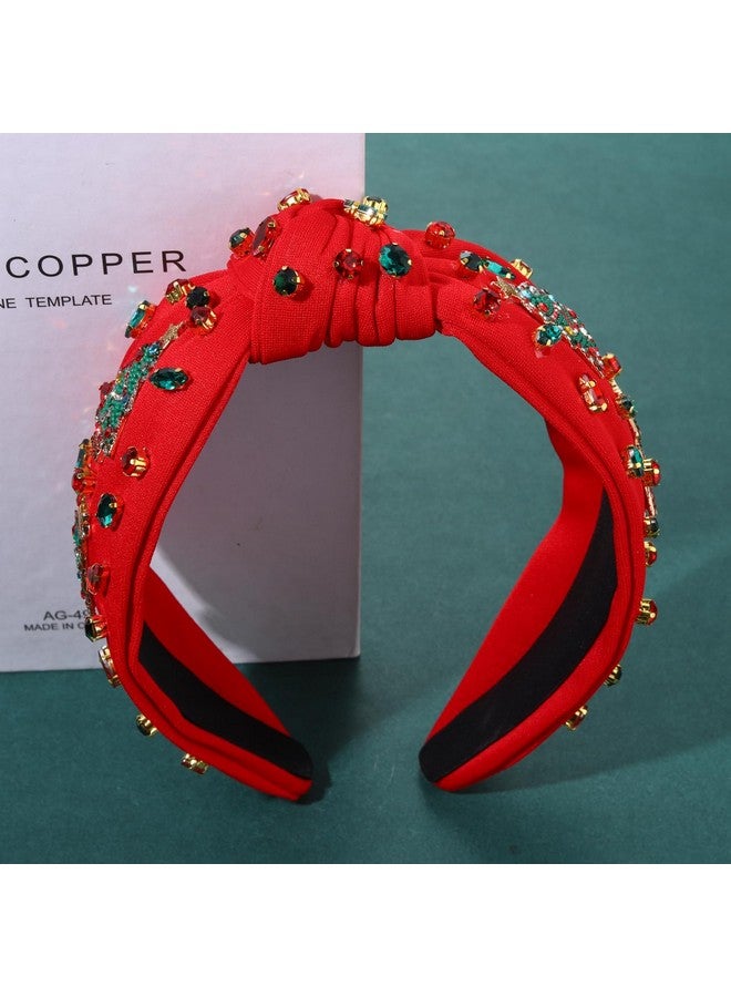 NVENF Women'S Jeweled Plaid Headband With Crystals, Pearls, And Wide Top Knot - Embellished Christmas & Holiday Hair Accessory Gift (Christmas Tree 7) - Image 5