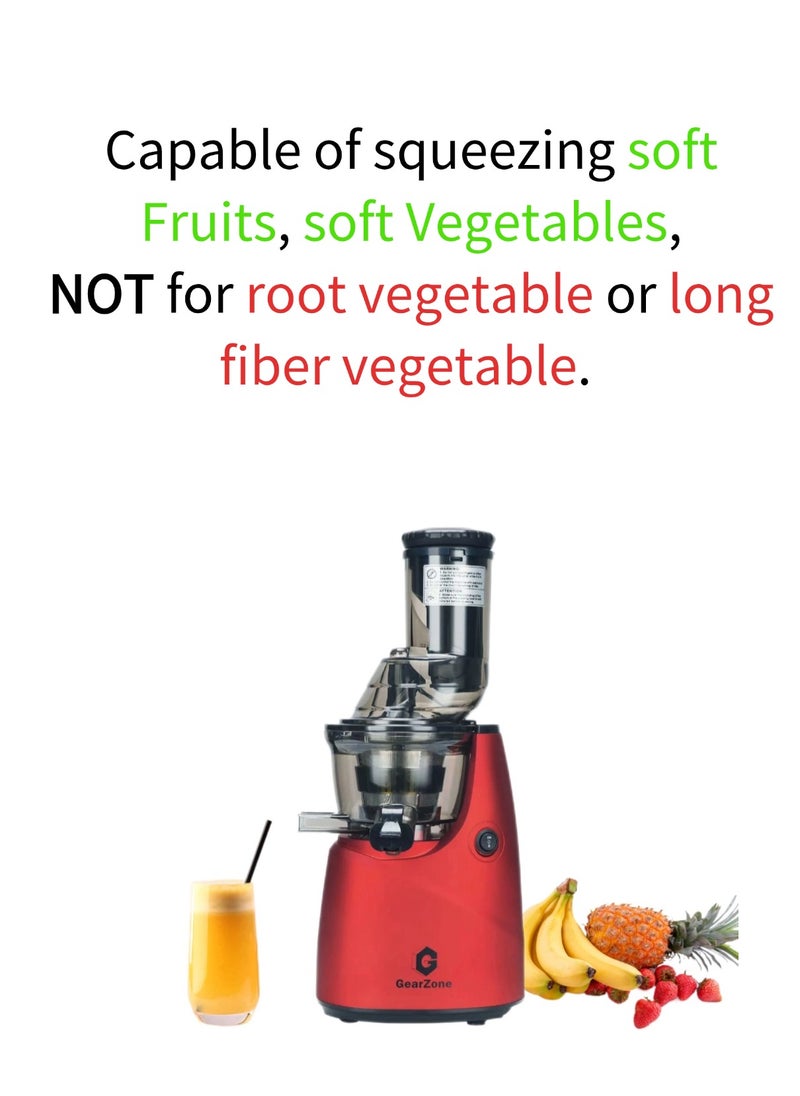 GearZone Cold pressed juicers, high juice yield for fruits and vegetables-Red Color  - Image 5
