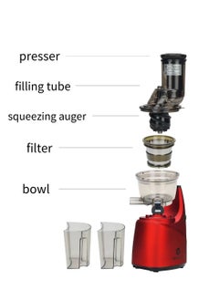 GearZone Cold pressed juicers, high juice yield for fruits and vegetables-Red Color  - Image 2