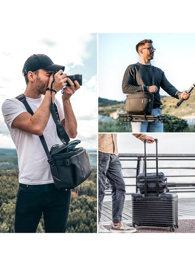 بجي تك حقيبة كاميرا Pgytech OneMo Sling سعة 7 لتر مقاومة للماء على شكل كتف DSLR حقيبة كاميرا للمصورين ومساحة السفر باللون الأسود - Image 5