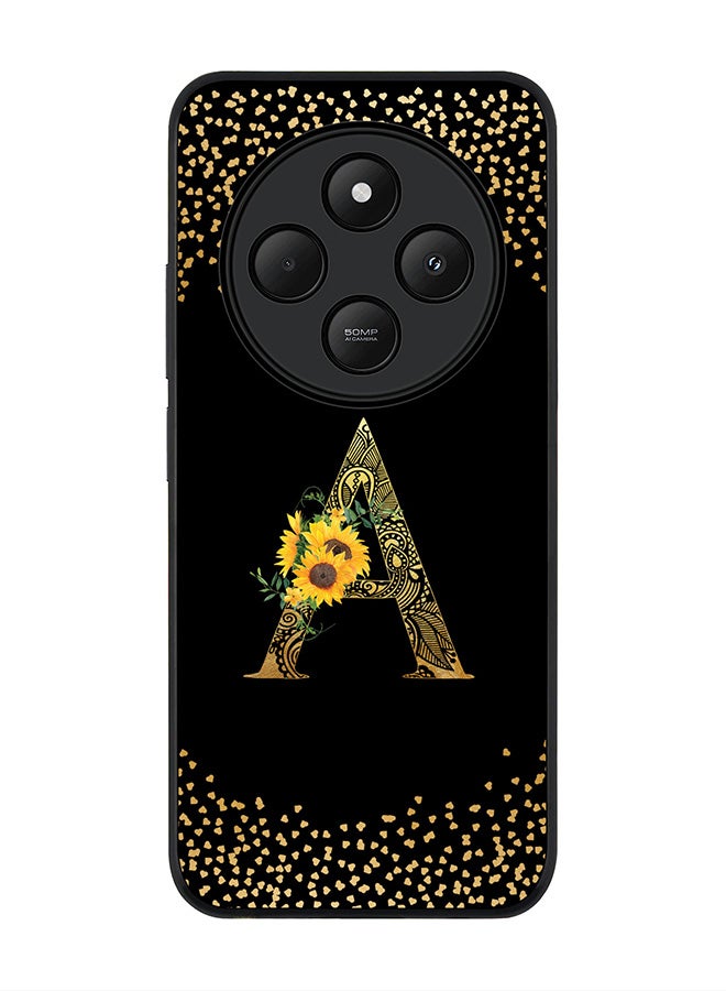 Stylizedd For Xiaomi Redmi 14C / 14R Case,Slim fit Camera Protection, Shockproof Thin Phone cover - Custom Floral Monogram - A ( Black ) - Image 1