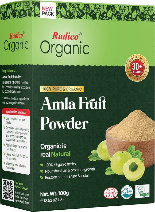 Radico Organic Amla Hair Treatment Powder - 100% Organic, 100% Natural Herbs For Soft, Shiny & Healthy Hair, Anti Hair Loss, Repair & Nourish Damaged Hair, Prevents Dandruff & Hair Thinning (100g) - Image 1